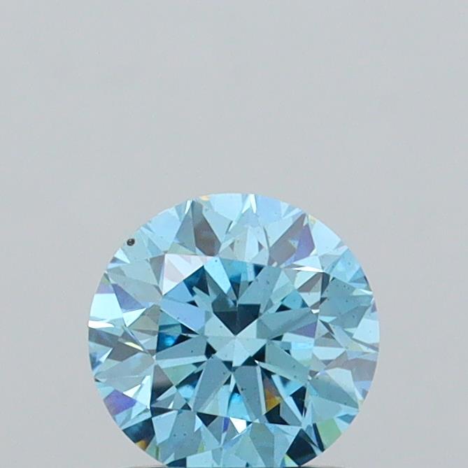Actual 1.06 carat Vivid Blue Round lab-grown diamond