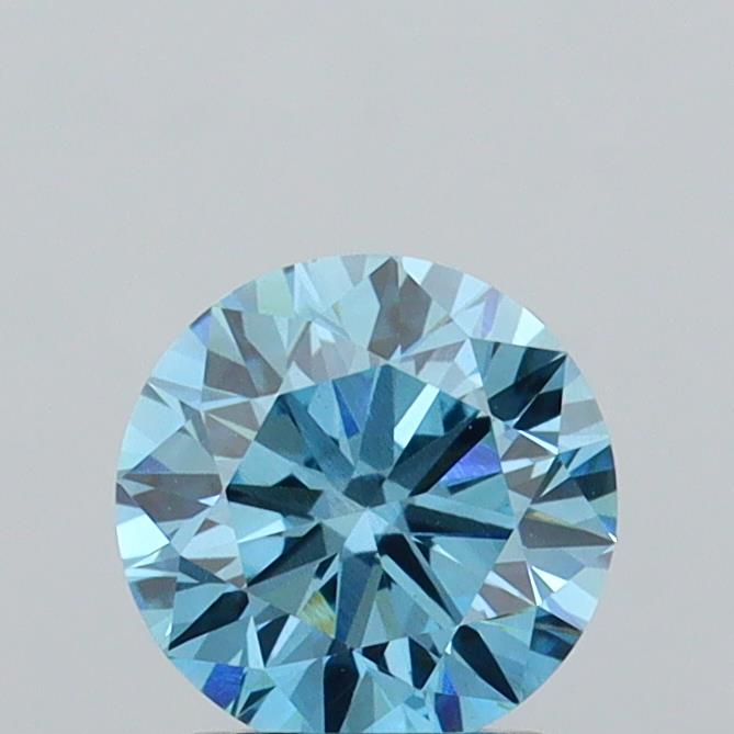 Actual 1.42 carat Vivid Blue Round lab-grown diamond