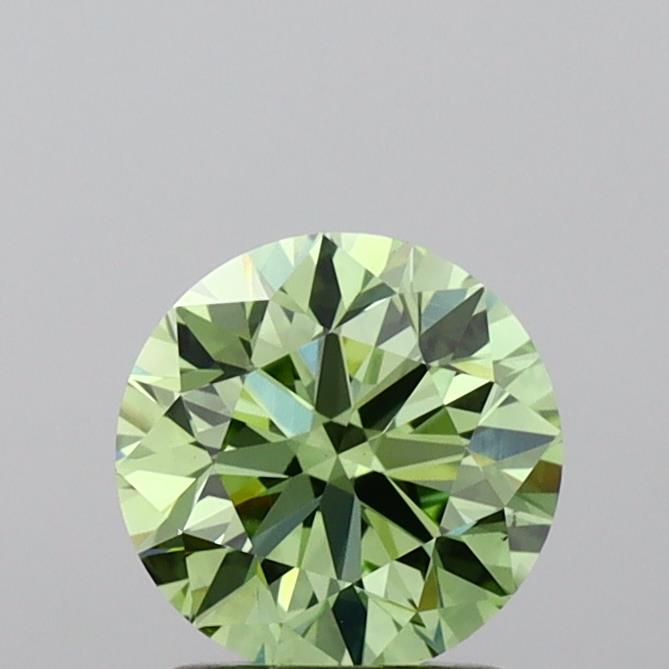 Actual 1.51 carat Vivid Green Round lab-grown diamond
