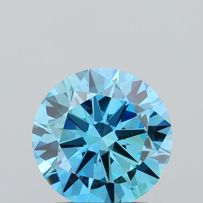 Actual 1.52 carat Fancy Vivid Blue Round lab-grown diamond