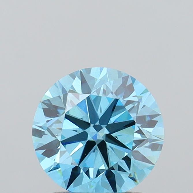 Actual 1.51 carat Fancy Vivid Blue Round lab-grown diamond