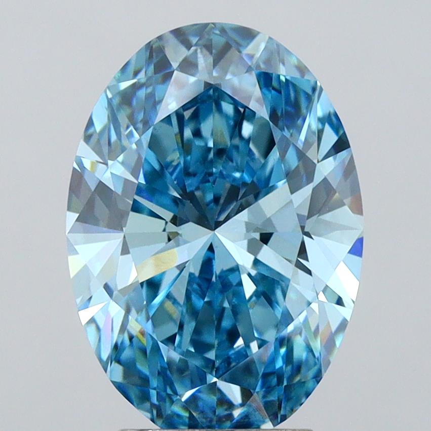 Actual 4.04 carat Fancy Vivid Blue Oval lab-grown diamond