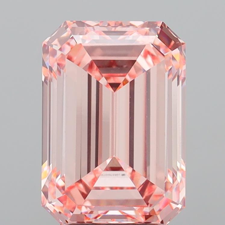 Actual 4.09 carat Fancy Intense Pink Emerald lab-grown diamond