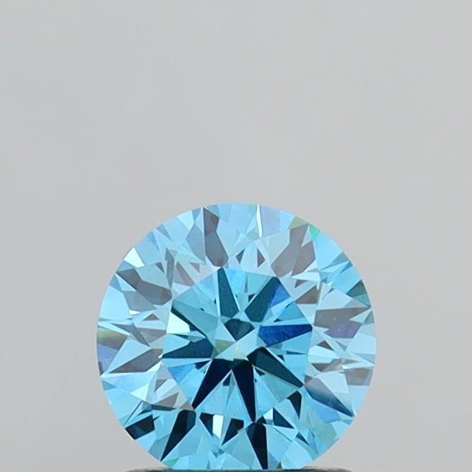 Actual 1.01 carat Fancy Vivid Blue Round lab-grown diamond
