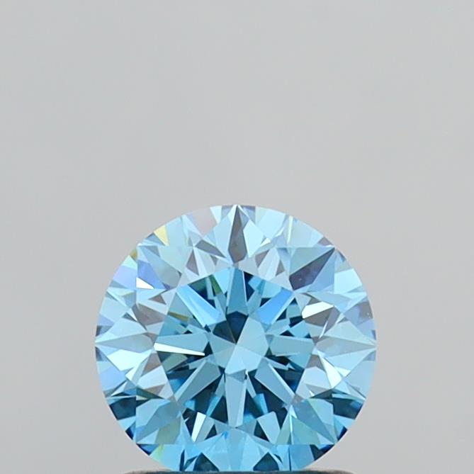 Actual 1.04 carat Fancy Vivid Blue Round lab-grown diamond