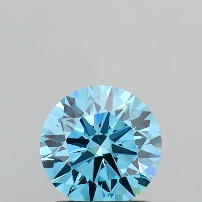 Actual 1.07 carat Fancy Vivid Blue Round lab-grown diamond