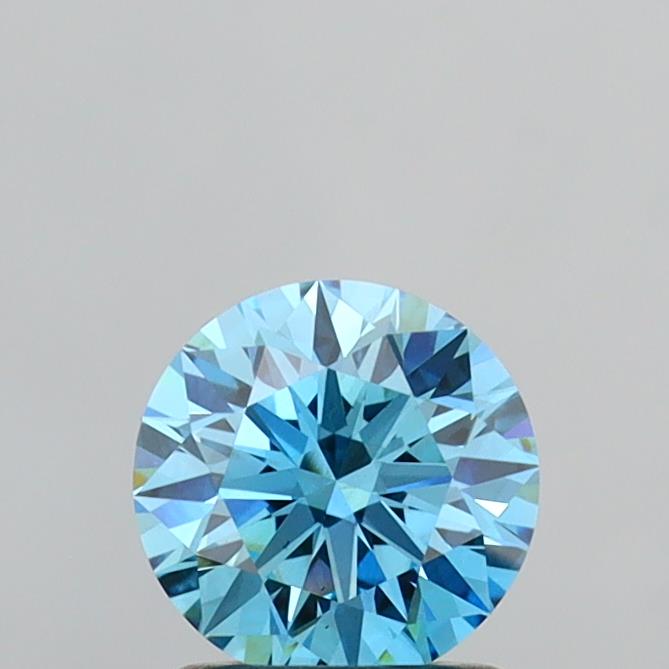 Actual 1.08 carat Fancy Vivid Blue Round lab-grown diamond