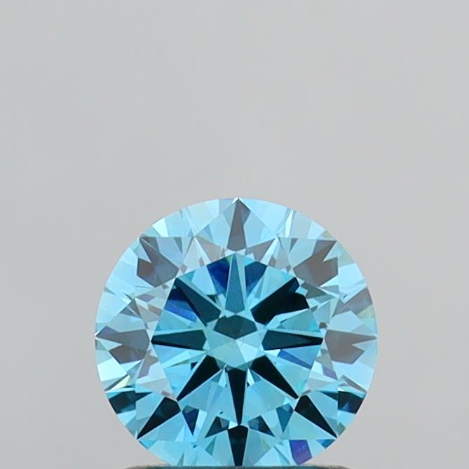 Actual 1.01 carat Fancy Vivid Blue Round lab-grown diamond
