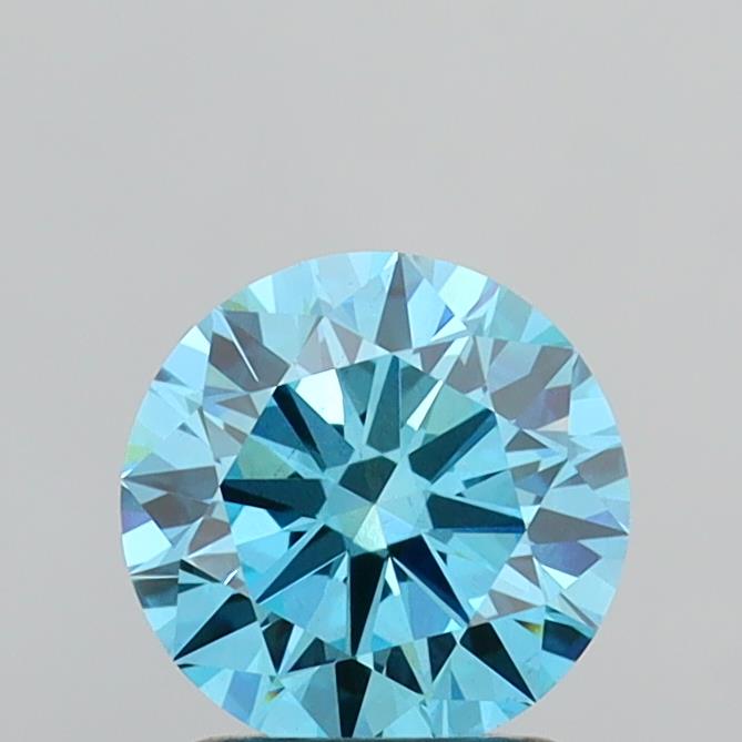 Actual 1.53 carat Fancy Vivid Blue Round lab-grown diamond
