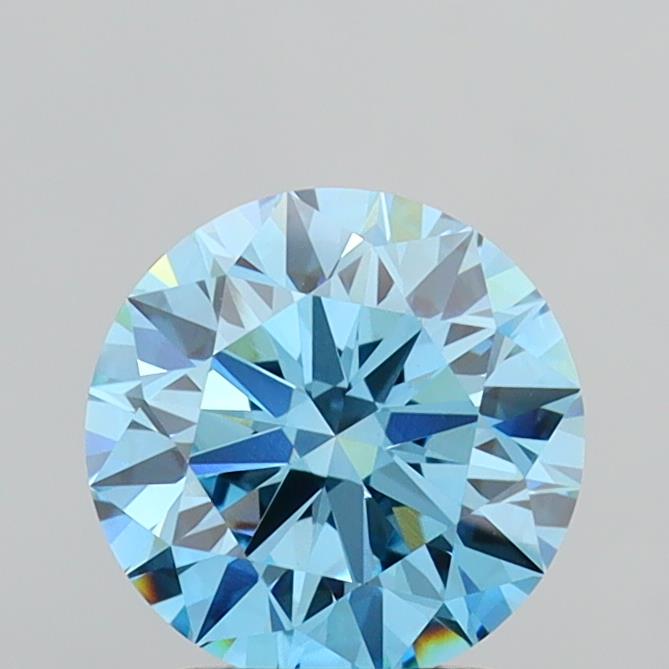 Actual 2.02 carat Fancy Vivid Blue Round lab-grown diamond