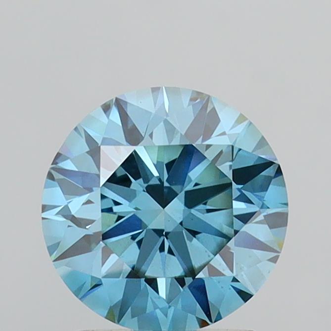 Actual 2.01 carat Fancy Vivid Blue Round lab-grown diamond