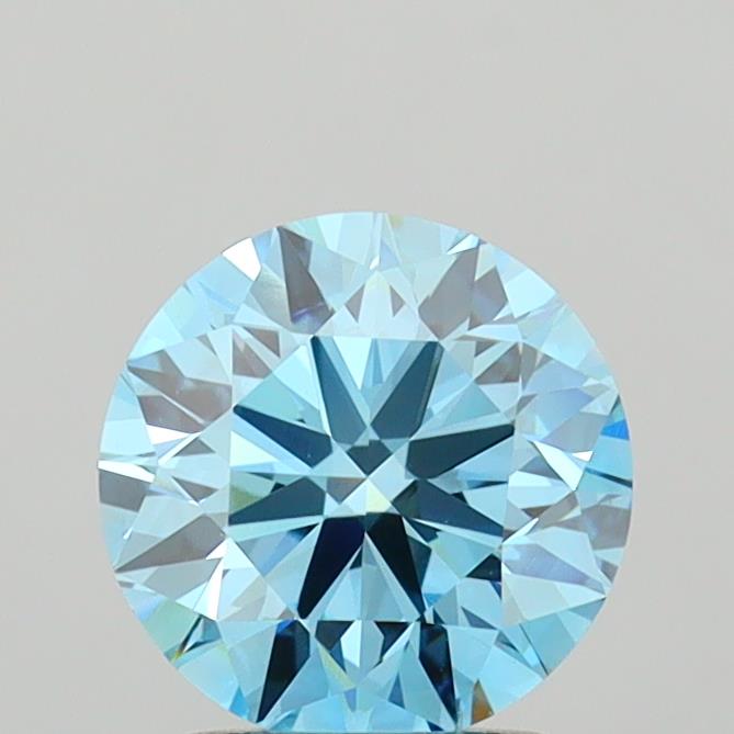 Actual 2.02 carat Fancy Vivid Blue Round lab-grown diamond