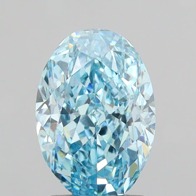 Actual 2.07 carat Fancy Vivid Blue Oval lab-grown diamond