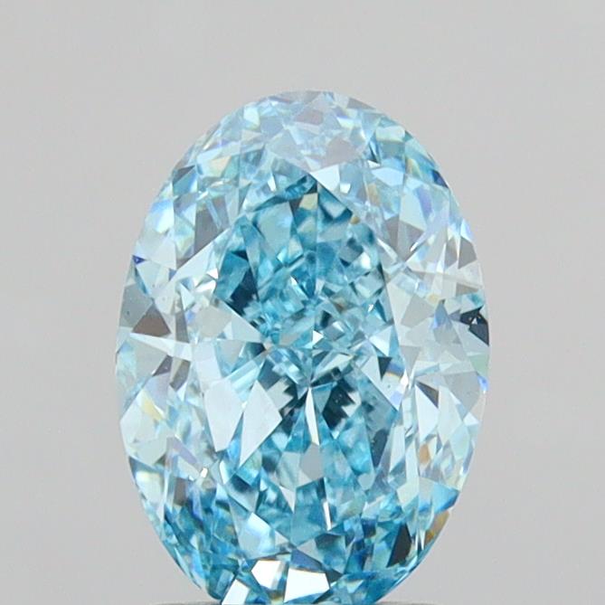 Actual 2.04 carat Fancy Vivid Blue Oval lab-grown diamond