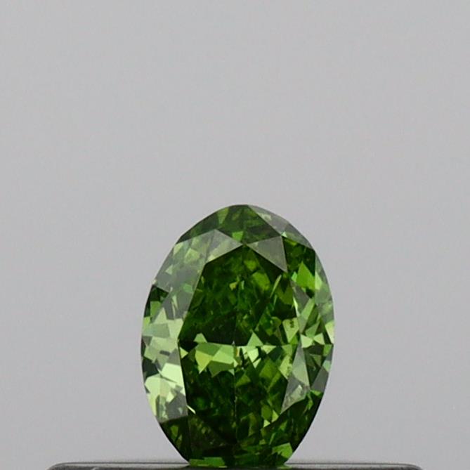 Actual 0.14 carat Vivid Green Oval lab-grown diamond