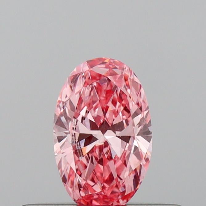 Actual 0.24 carat Vivid Pink Oval lab-grown diamond