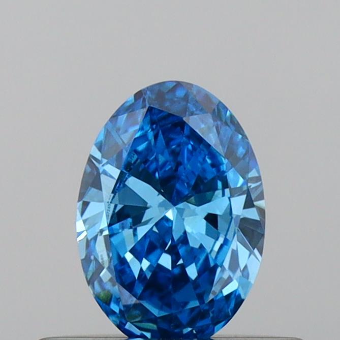 Actual 0.31 carat Vivid Blue Oval lab-grown diamond