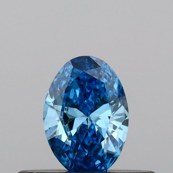Actual 0.2 carat Vivid Blue Oval lab-grown diamond