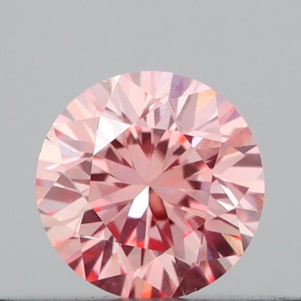 Actual 0.21 carat Intense Pink Round lab-grown diamond