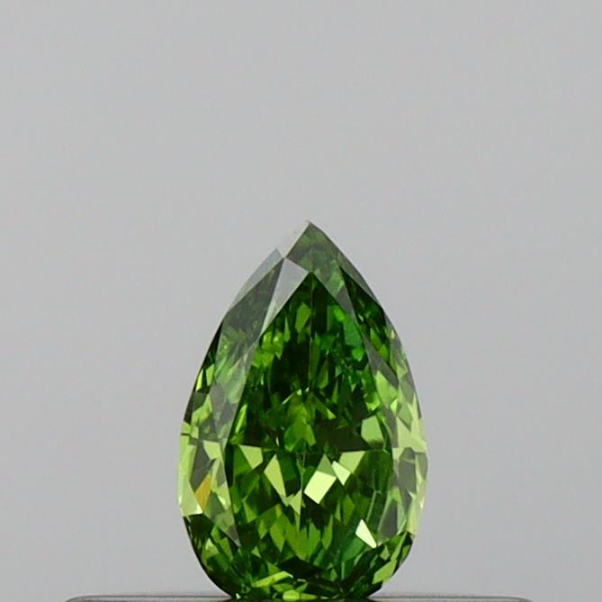Actual 0.15 carat Vivid Green Pear lab-grown diamond