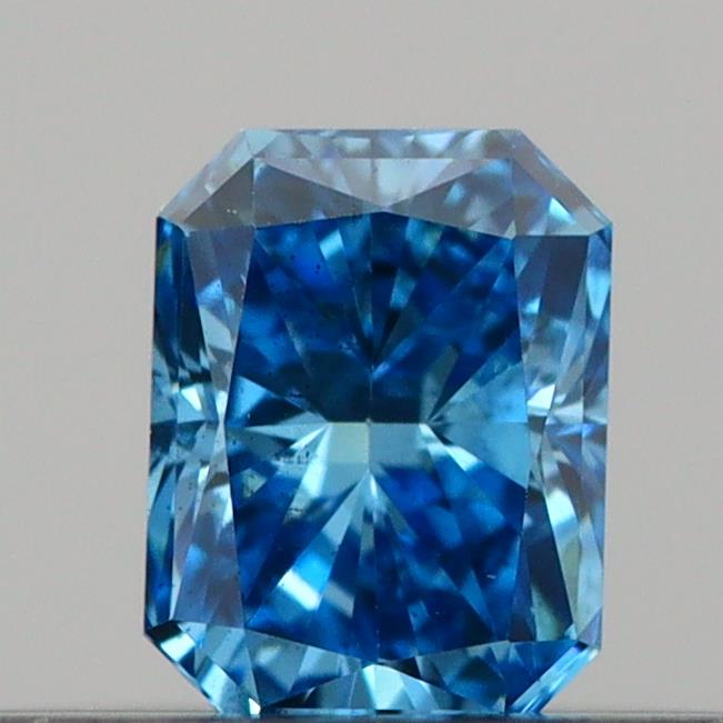 Actual 0.24 carat Vivid Blue Radiant lab-grown diamond