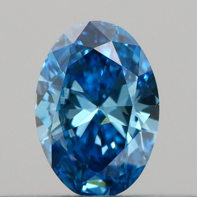 Actual 0.16 carat Vivid Blue Oval lab-grown diamond