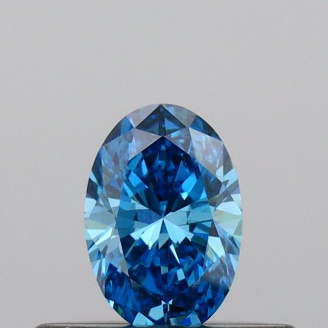 Actual 0.26 carat Vivid Blue Oval lab-grown diamond