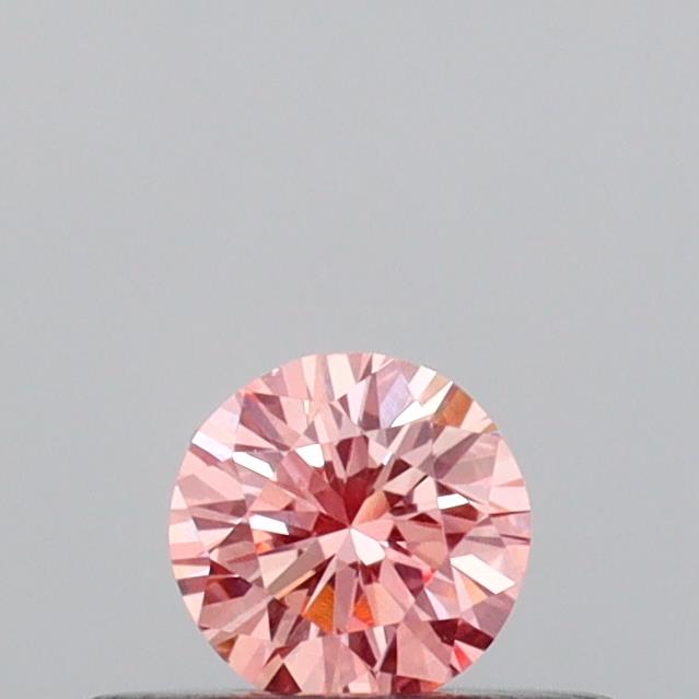 Actual 0.2 carat Intense Pink Round lab-grown diamond