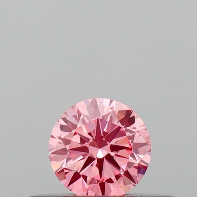 Actual 0.2 carat Vivid Pink Round lab-grown diamond