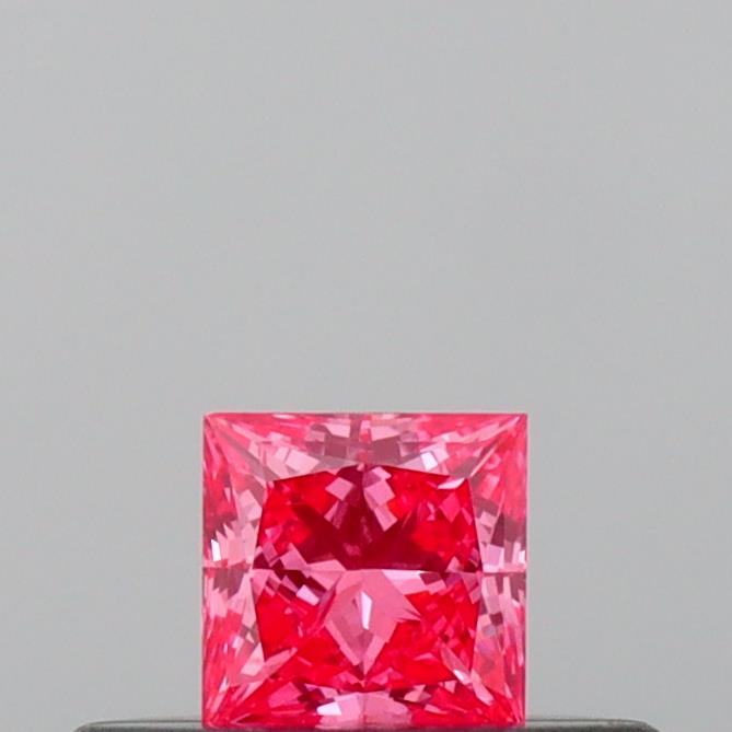 Actual 0.18 carat Vivid Pink Princess lab-grown diamond