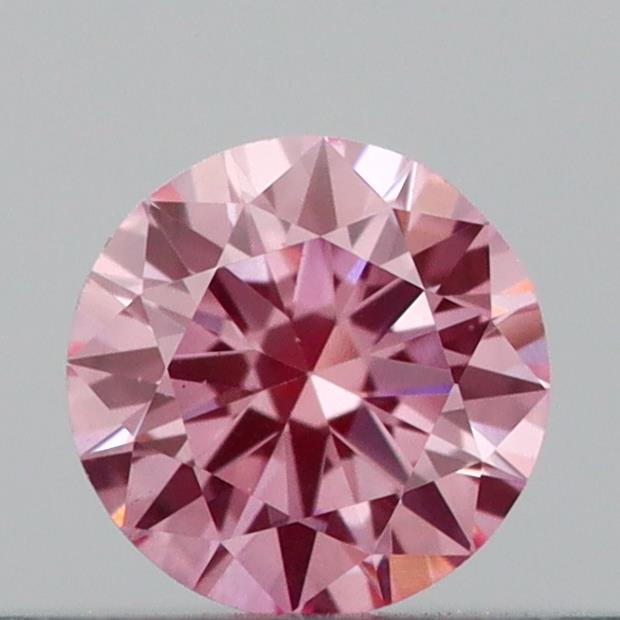 Actual 0.21 carat Intense Pink Round lab-grown diamond