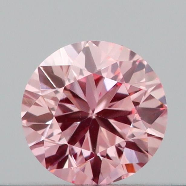 Actual 0.22 carat Intense Pink Round lab-grown diamond