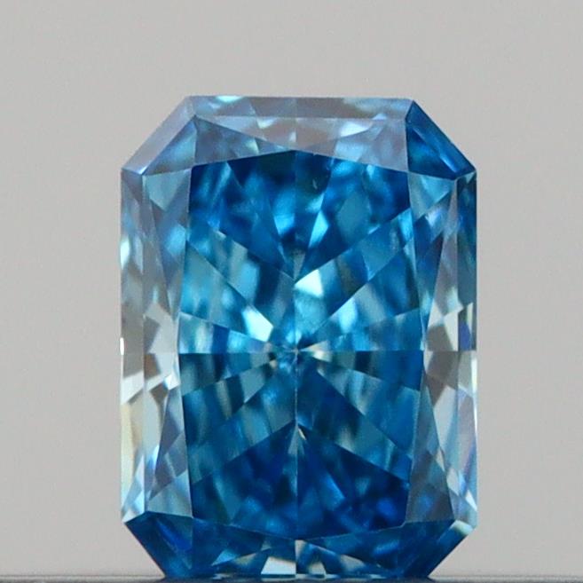 Actual 0.19 carat Vivid Blue Radiant lab-grown diamond