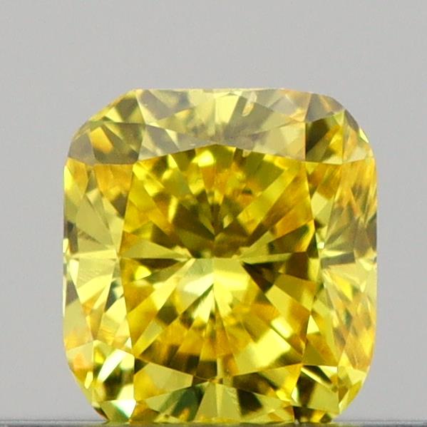 Actual 0.23 carat Vivid Yellow Cushion lab-grown diamond