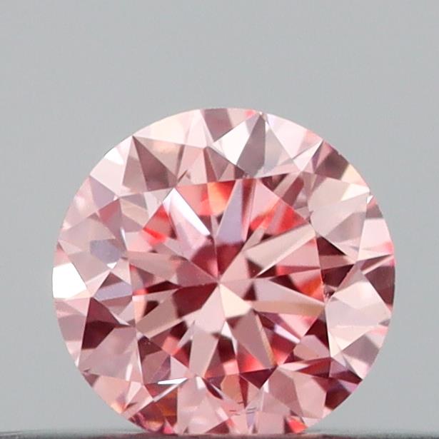Actual 0.21 carat Intense Pink Round lab-grown diamond