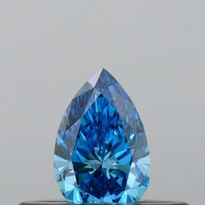 Actual 0.23 carat Vivid Blue Pear lab-grown diamond