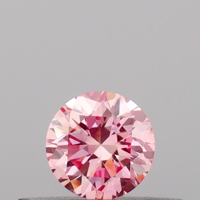 Actual 0.23 carat Intense Pink Round lab-grown diamond