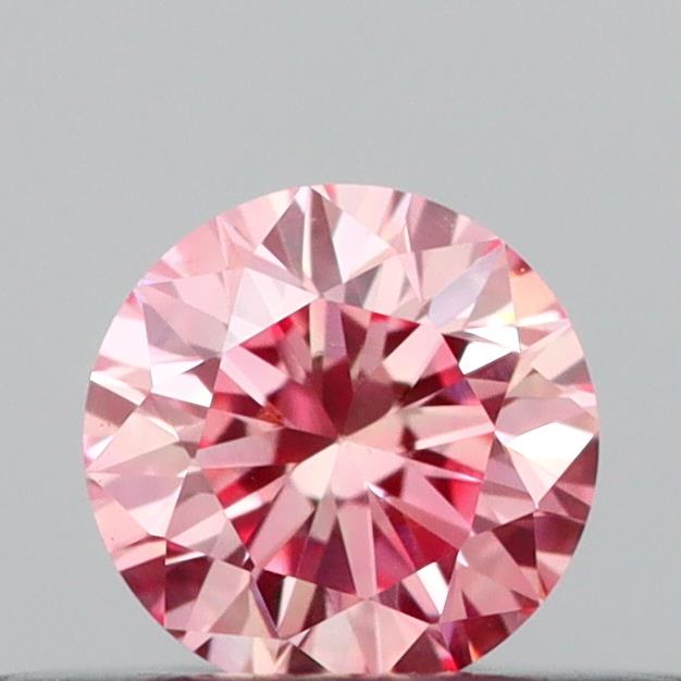 Actual 0.21 carat Intense Pink Round lab-grown diamond