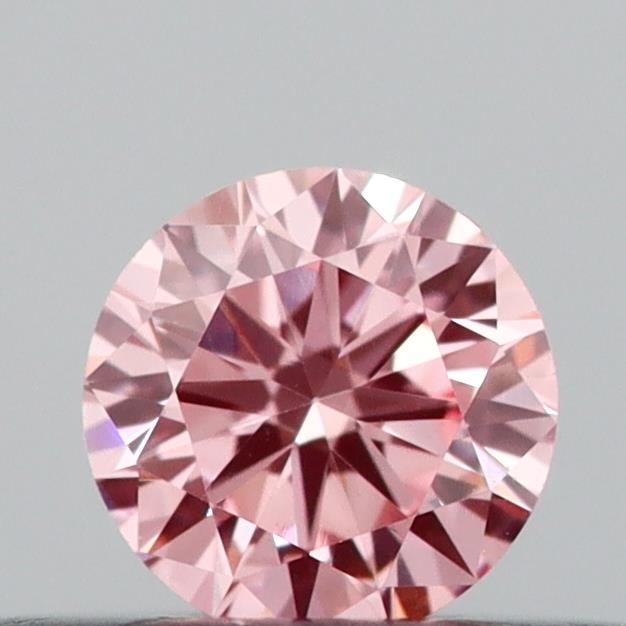 Actual 0.2 carat Intense Pink Round lab-grown diamond