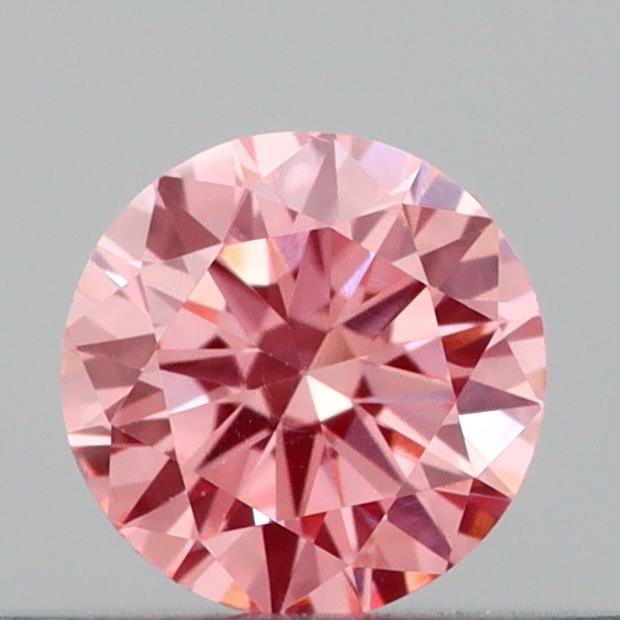 Actual 0.21 carat Vivid Pink Round lab-grown diamond
