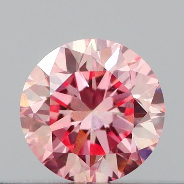 Actual 0.23 carat Intense Pink Round lab-grown diamond