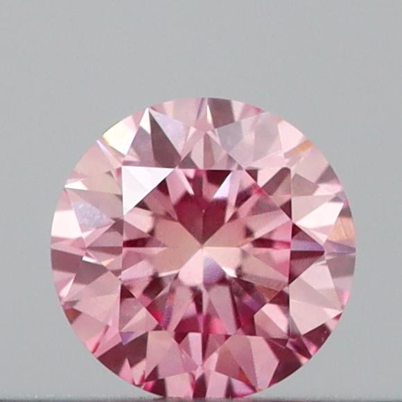 Actual 0.17 carat Intense Pink Round lab-grown diamond