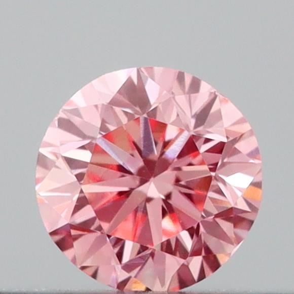 Actual 0.18 carat Intense Pink Round lab-grown diamond
