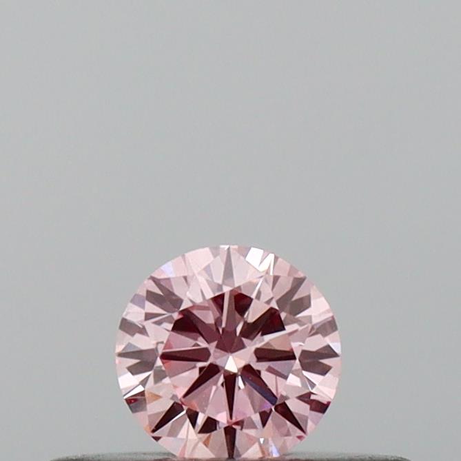 Actual 0.16 carat Intense Pink Round lab-grown diamond