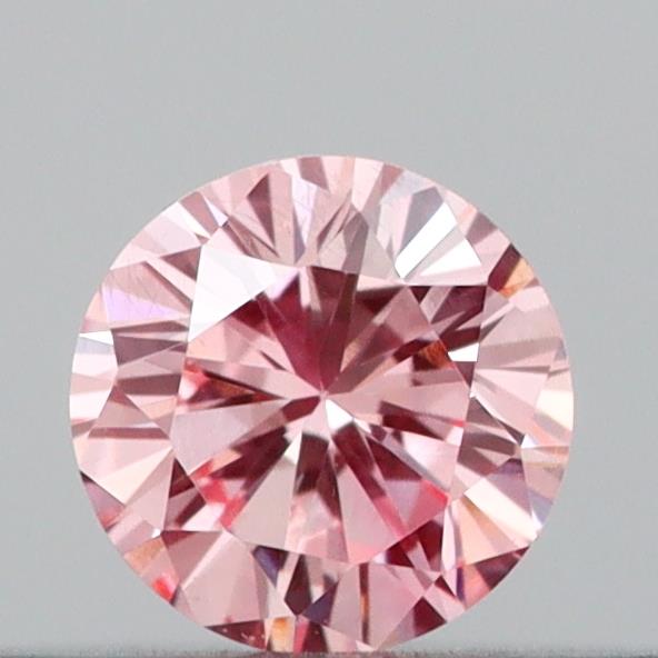 Actual 0.18 carat Intense Pink Round lab-grown diamond