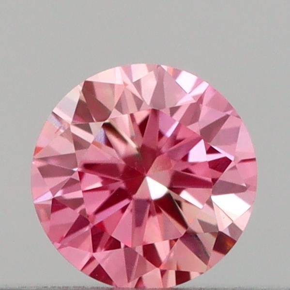 Actual 0.16 carat Intense Pink Round lab-grown diamond