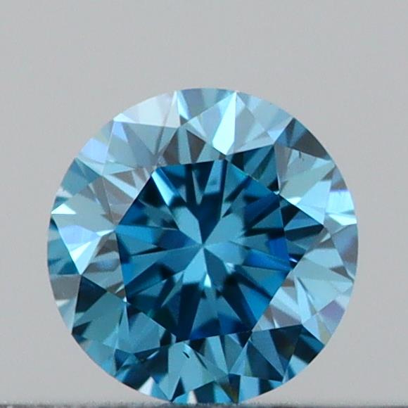 Actual 0.18 carat Vivid Blue Round lab-grown diamond