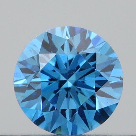 Actual 0.21 carat Vivid Blue Round lab-grown diamond