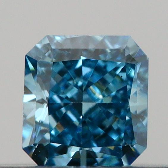 Actual 0.2 carat Vivid Blue Radiant lab-grown diamond