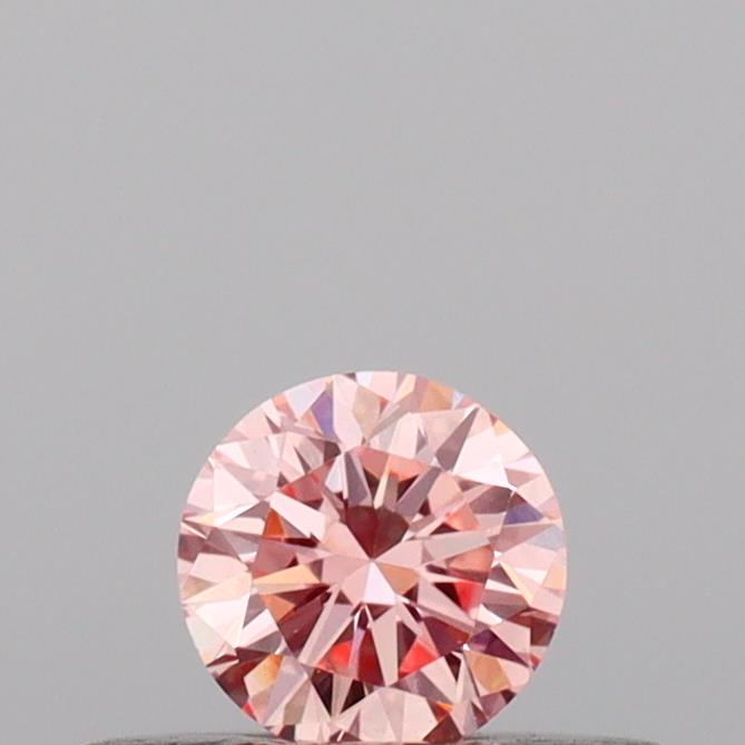 Actual 0.19 carat Intense Pink Round lab-grown diamond